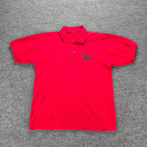 Guatemala‎ Polo Shirt Mens Large Red Short Sleeve Bird Embroidered Casual - Picture 1 of 6